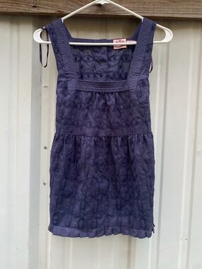 Vintage Juicy Couture Eyelet Babydoll Cami Top Blue Size 2 Y2K